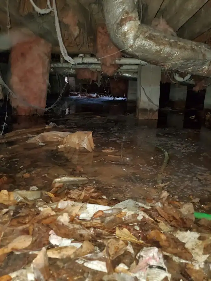 Crawl space flood assessment for Commercial Water Damage Restoration in Beverly